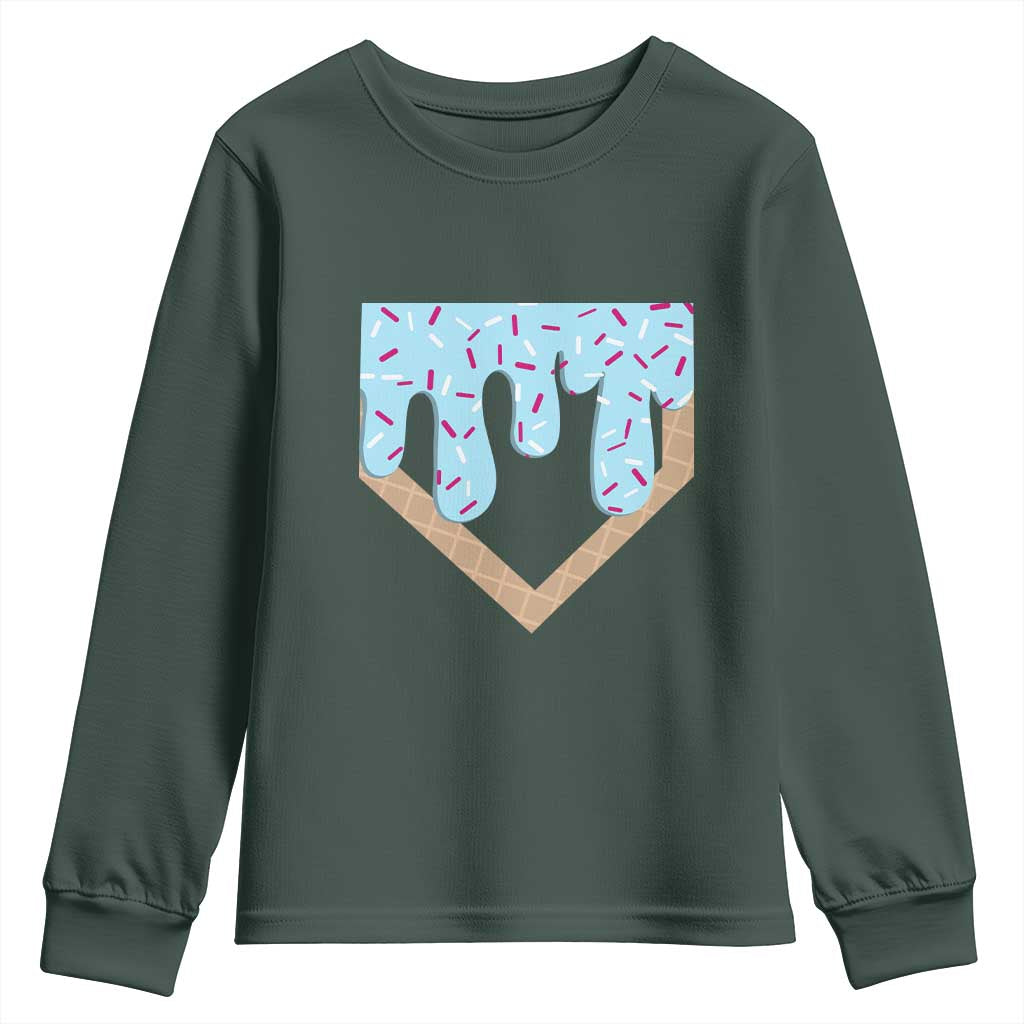Baseball Ice Cream Dripping Youth Sweatshirt Home Plate Drip