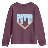 Baseball Ice Cream Dripping Youth Sweatshirt Home Plate Drip