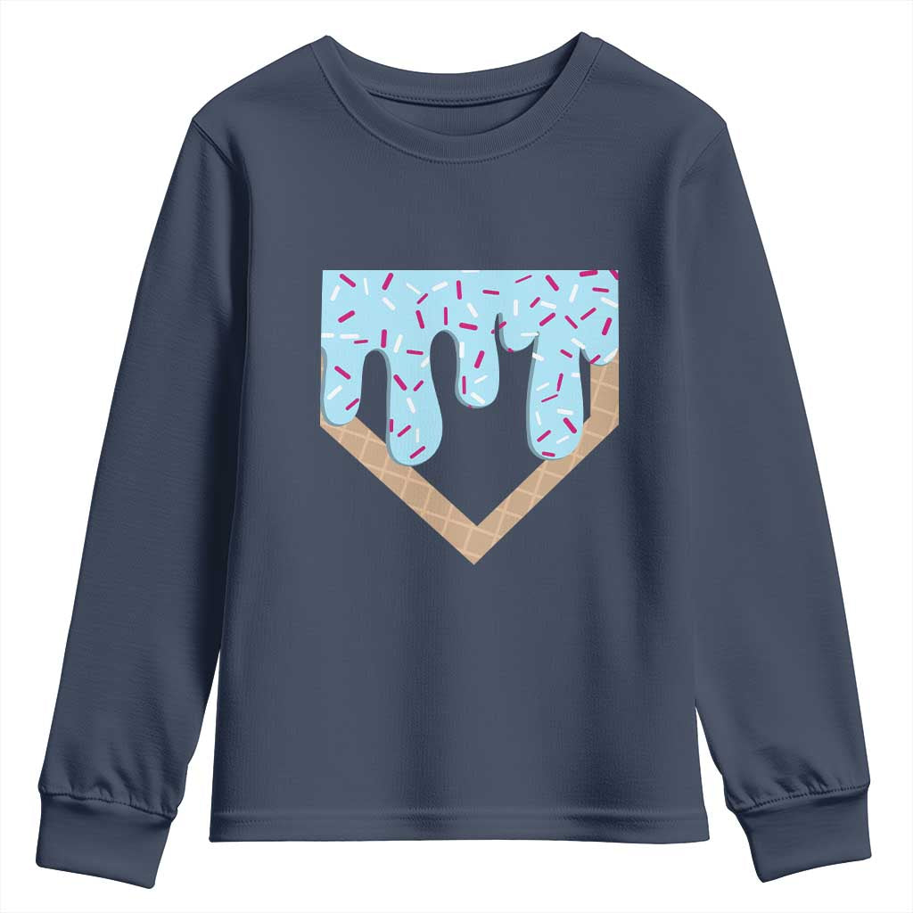 Baseball Ice Cream Dripping Youth Sweatshirt Home Plate Drip