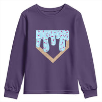 Baseball Ice Cream Dripping Youth Sweatshirt Home Plate Drip
