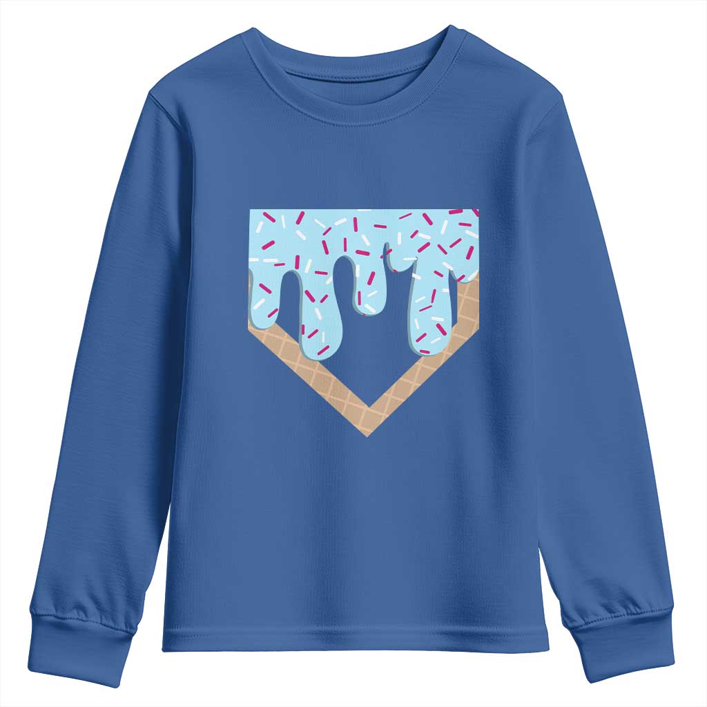 Baseball Ice Cream Dripping Youth Sweatshirt Home Plate Drip