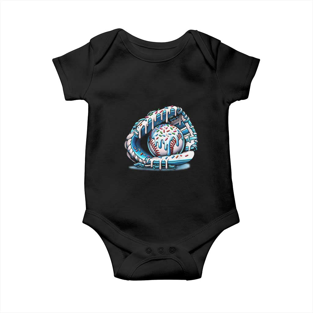 Baseball Drip Sprinkles Ice Cream Baby Onesie Ball and Glove Dripping
