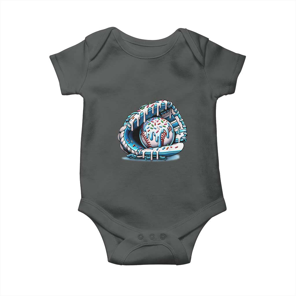 Baseball Drip Sprinkles Ice Cream Baby Onesie Ball and Glove Dripping