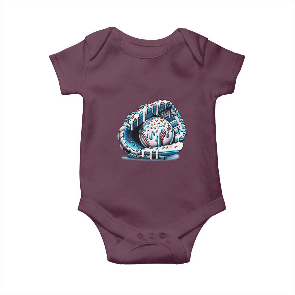 Baseball Drip Sprinkles Ice Cream Baby Onesie Ball and Glove Dripping