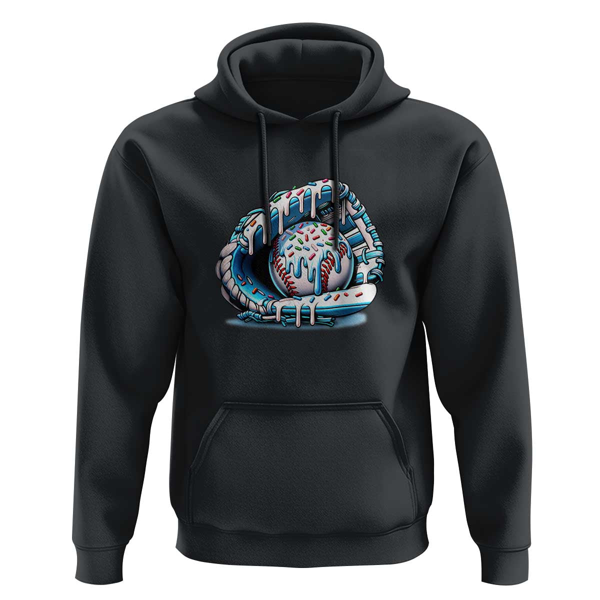 Baseball Drip Sprinkles Ice Cream Hoodie Ball and Glove Dripping