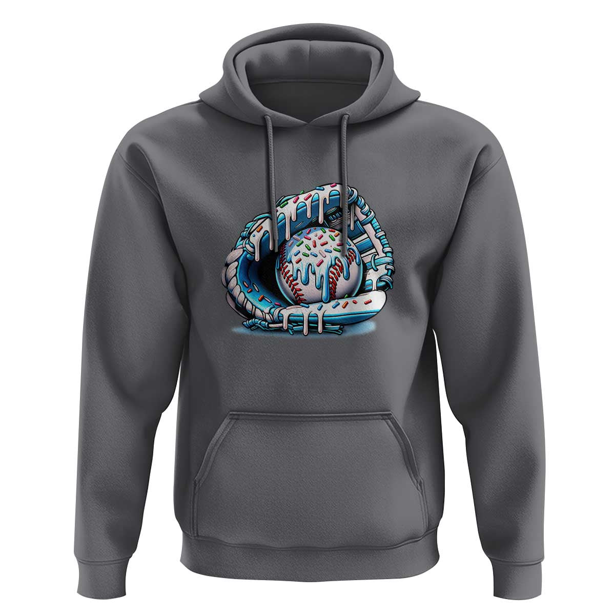 Baseball Drip Sprinkles Ice Cream Hoodie Ball and Glove Dripping