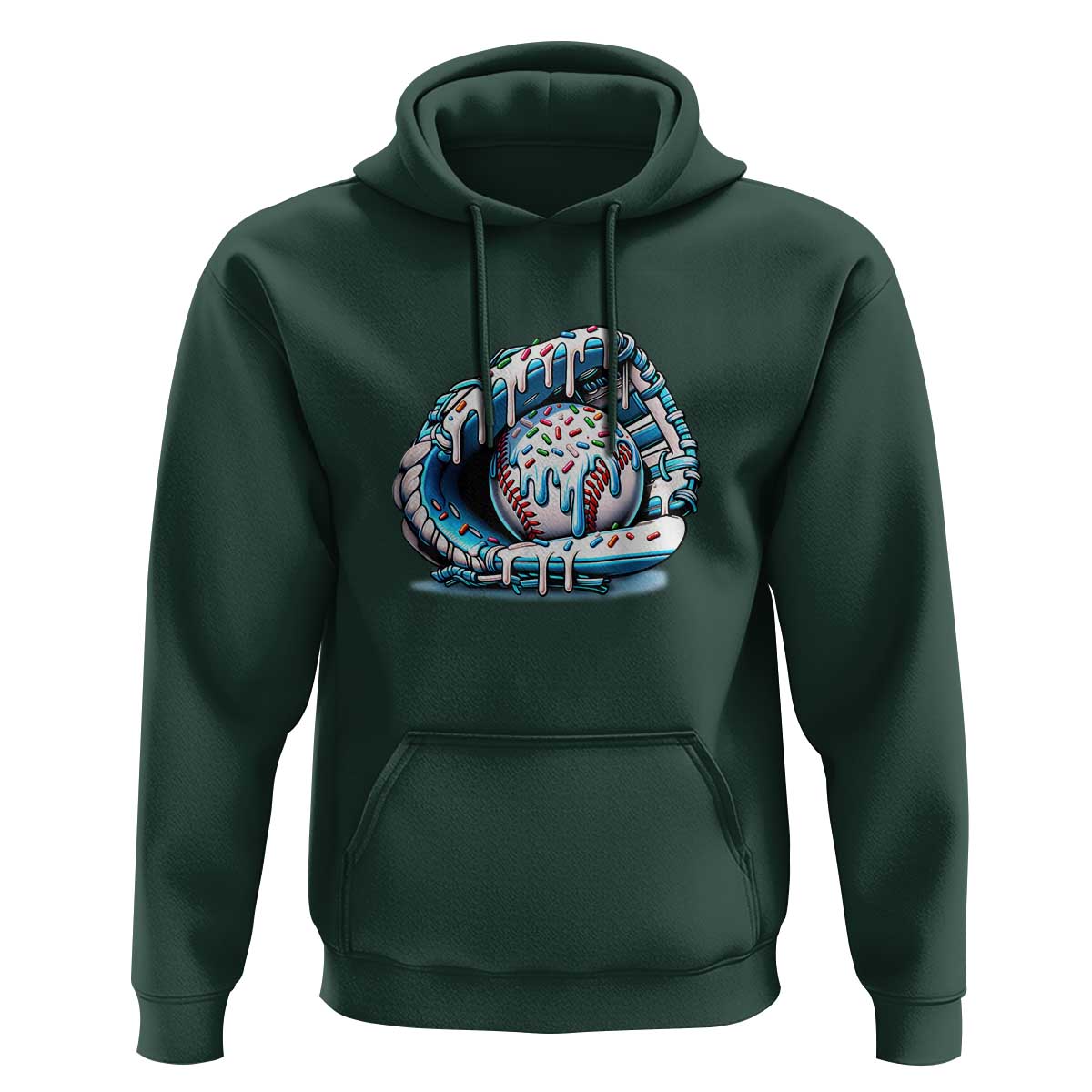 Baseball Drip Sprinkles Ice Cream Hoodie Ball and Glove Dripping