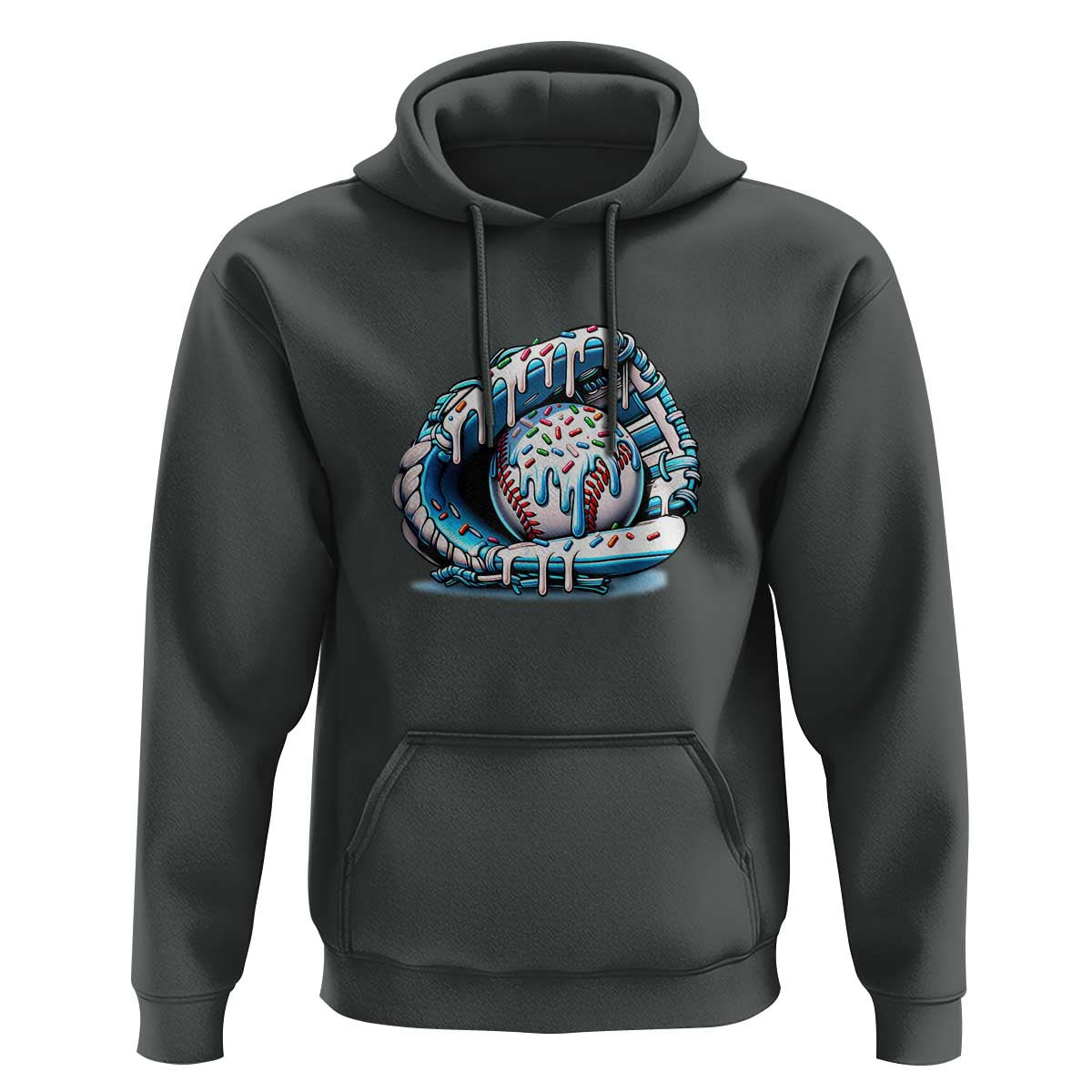 Baseball Drip Sprinkles Ice Cream Hoodie Ball and Glove Dripping