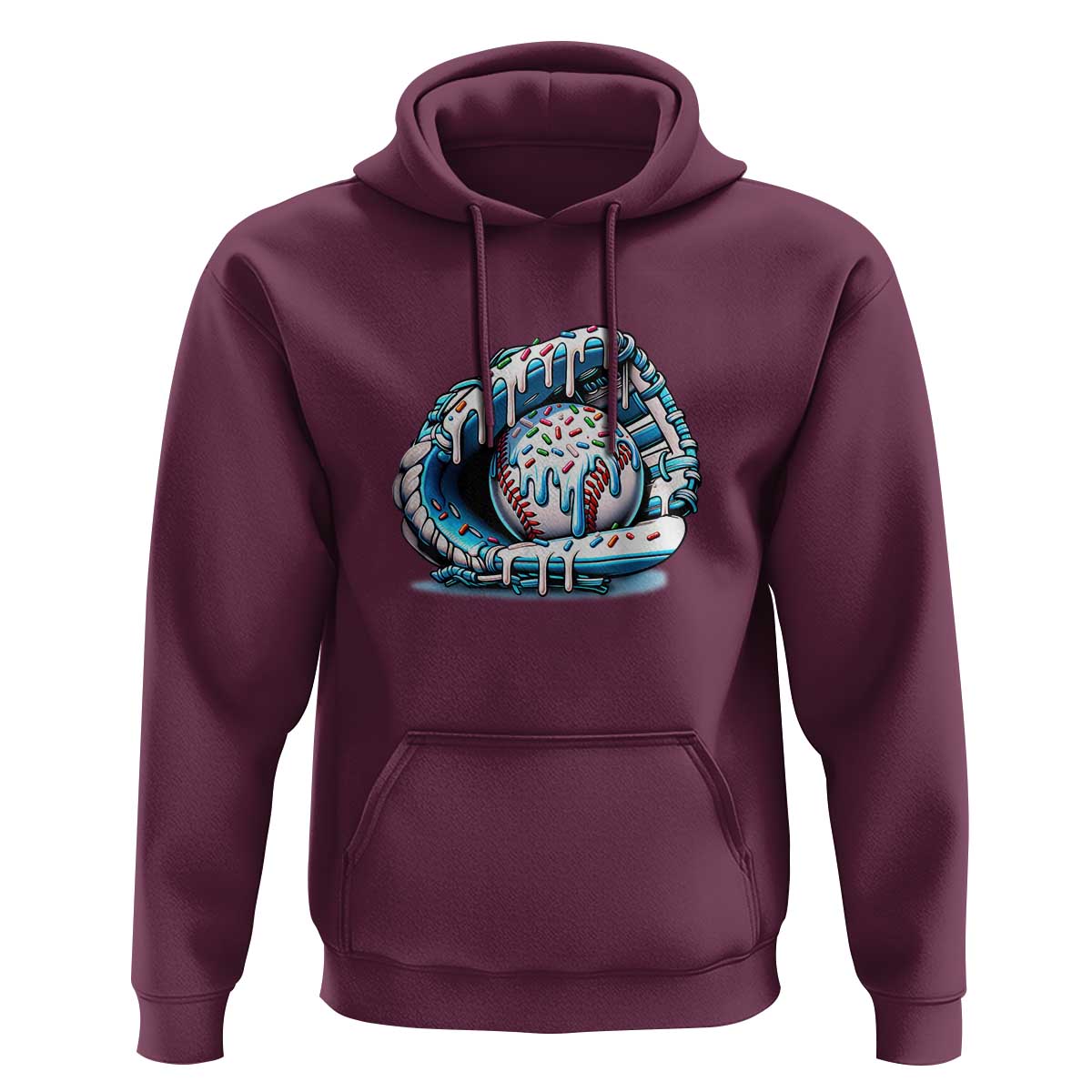 Baseball Drip Sprinkles Ice Cream Hoodie Ball and Glove Dripping