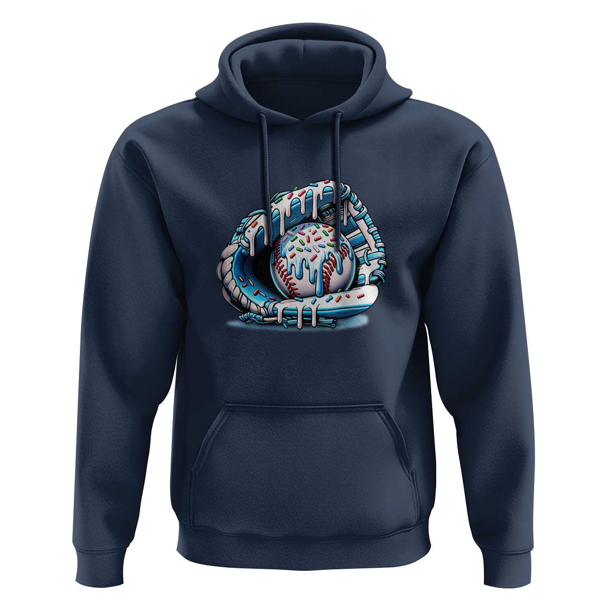 Baseball Drip Sprinkles Ice Cream Hoodie Ball and Glove Dripping