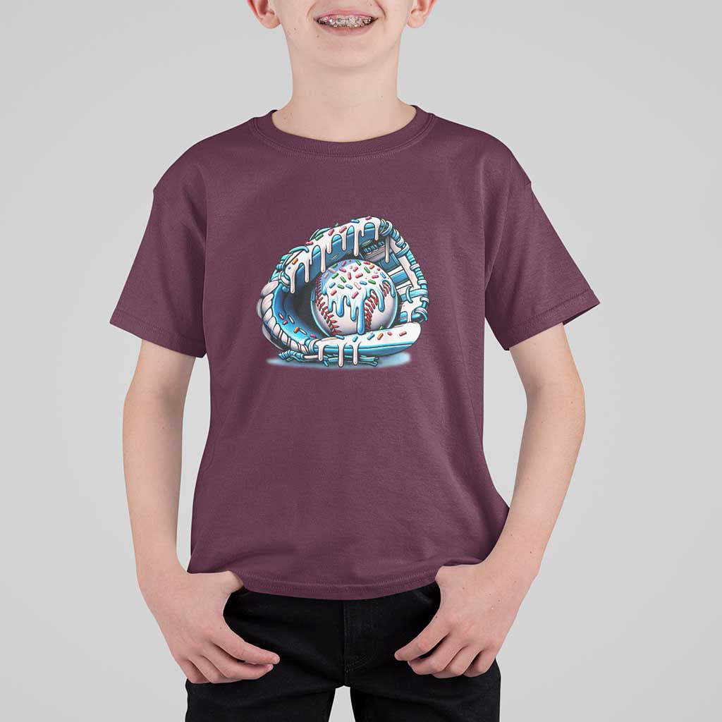 Baseball Drip Sprinkles Ice Cream T Shirt For Kid Ball and Glove Dripping