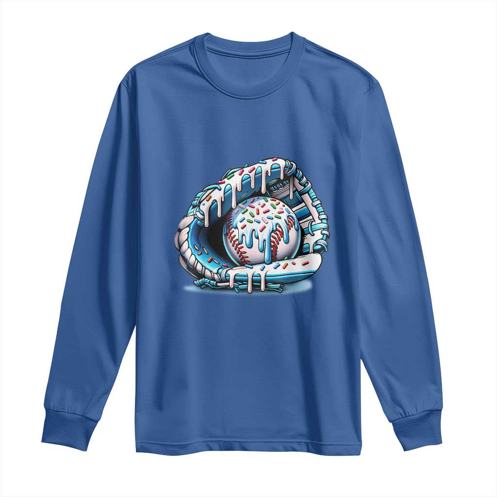 Baseball Drip Sprinkles Ice Cream Long Sleeve Shirt Ball and Glove Dripping