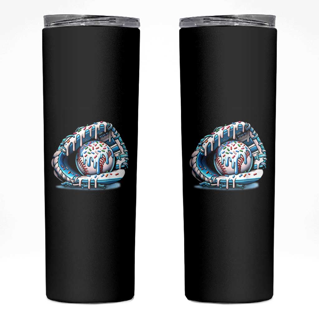 Baseball Drip Sprinkles Ice Cream Skinny Tumbler Ball and Glove Dripping