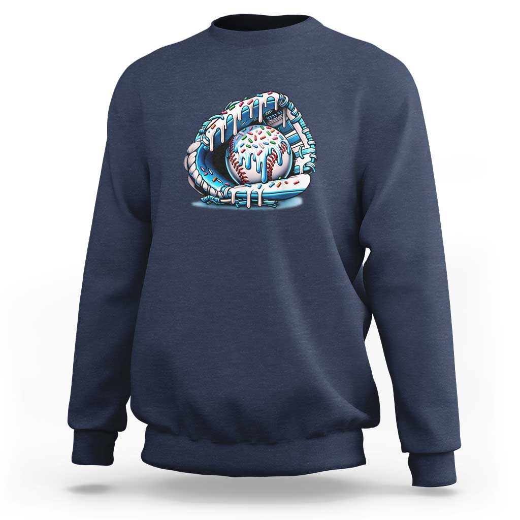 Baseball Drip Sprinkles Ice Cream Sweatshirt Ball and Glove Dripping