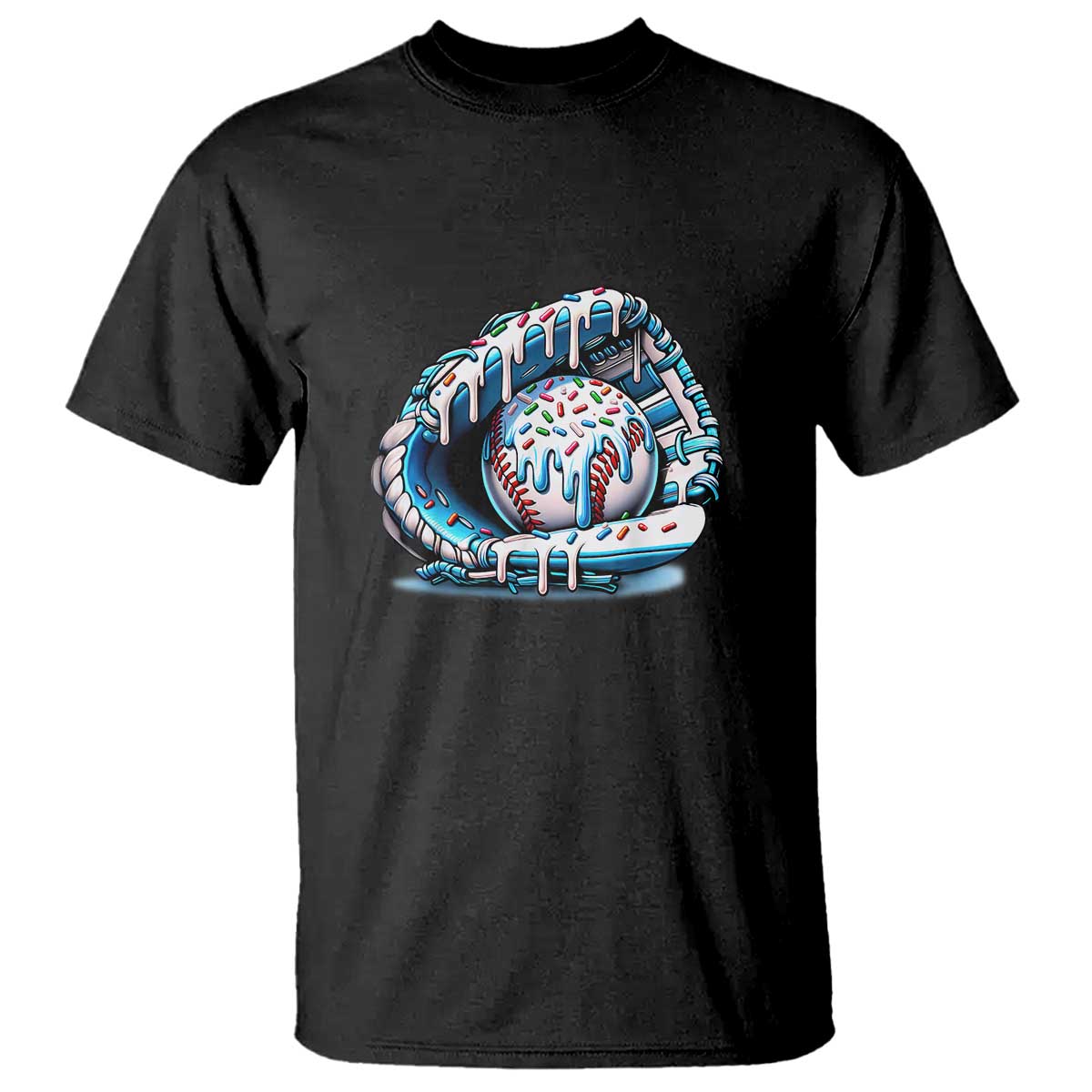 Baseball Drip Sprinkles Ice Cream T Shirt Ball and Glove Dripping