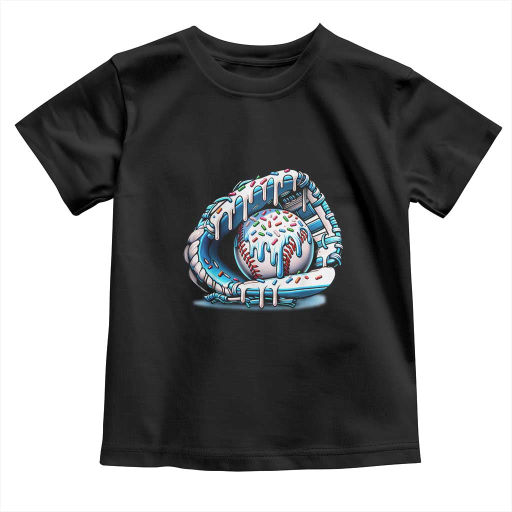Baseball Drip Sprinkles Ice Cream Toddler T Shirt Ball and Glove Dripping