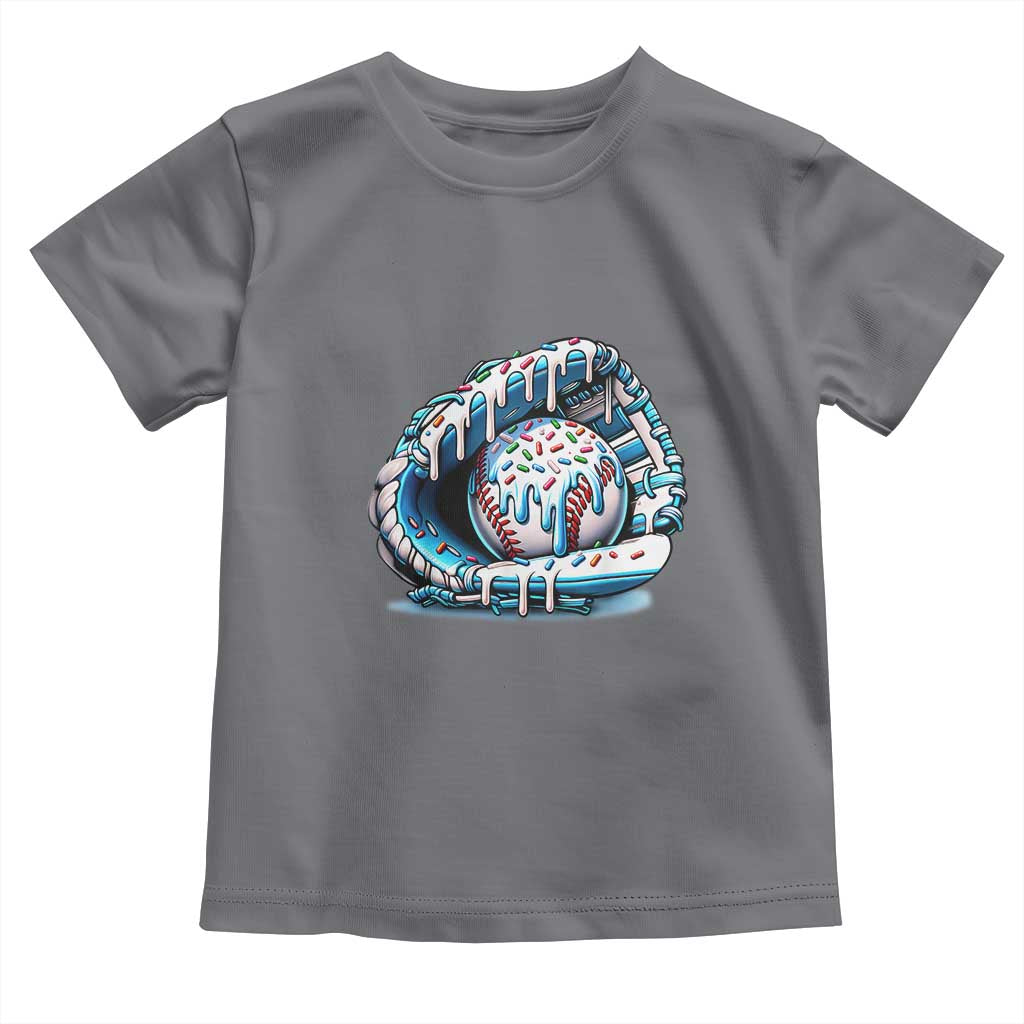 Baseball Drip Sprinkles Ice Cream Toddler T Shirt Ball and Glove Dripping