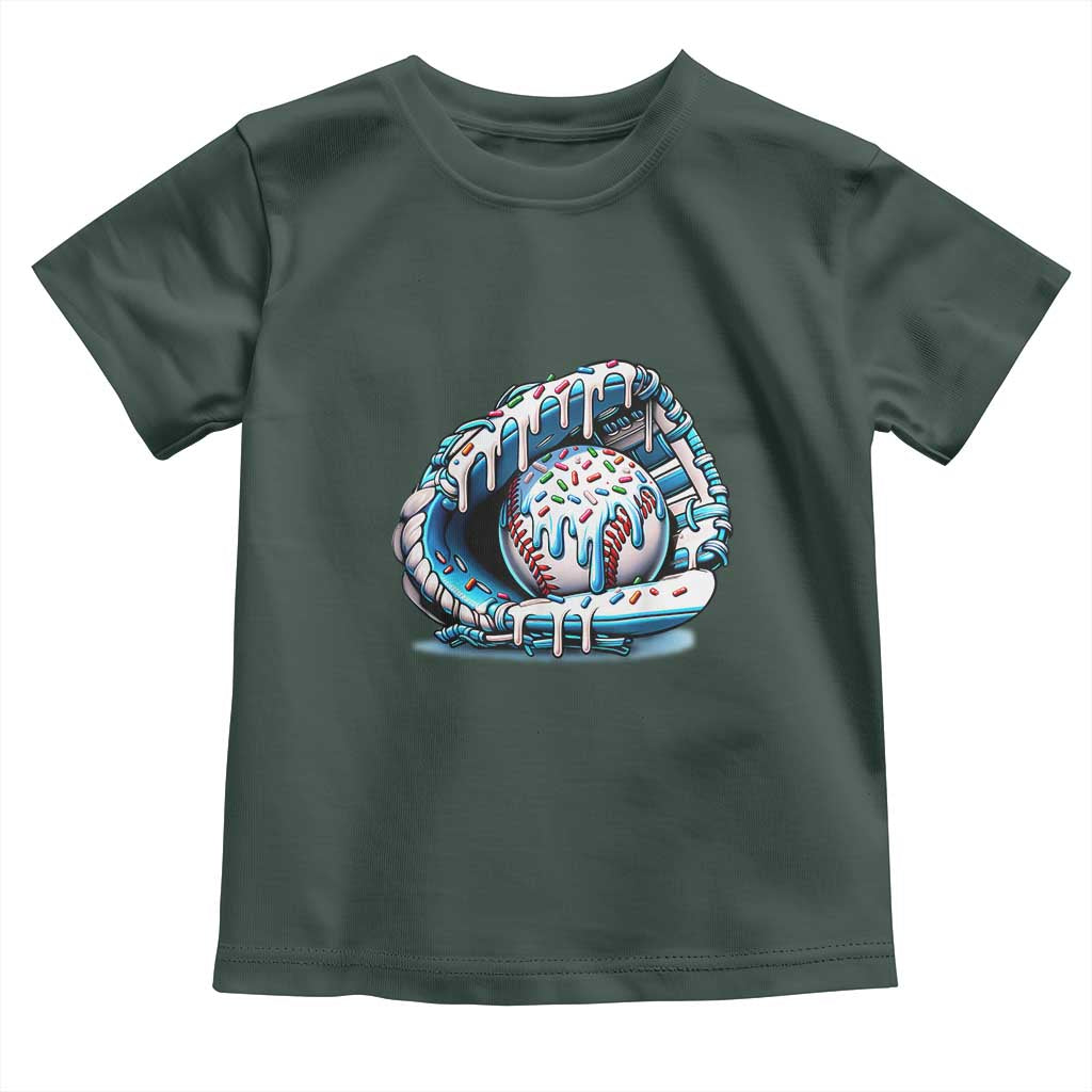 Baseball Drip Sprinkles Ice Cream Toddler T Shirt Ball and Glove Dripping