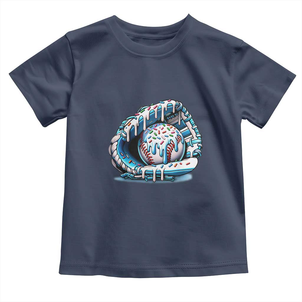Baseball Drip Sprinkles Ice Cream Toddler T Shirt Ball and Glove Dripping