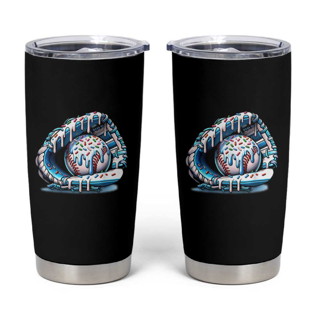 Baseball Drip Sprinkles Ice Cream Tumbler Cup Ball and Glove Dripping