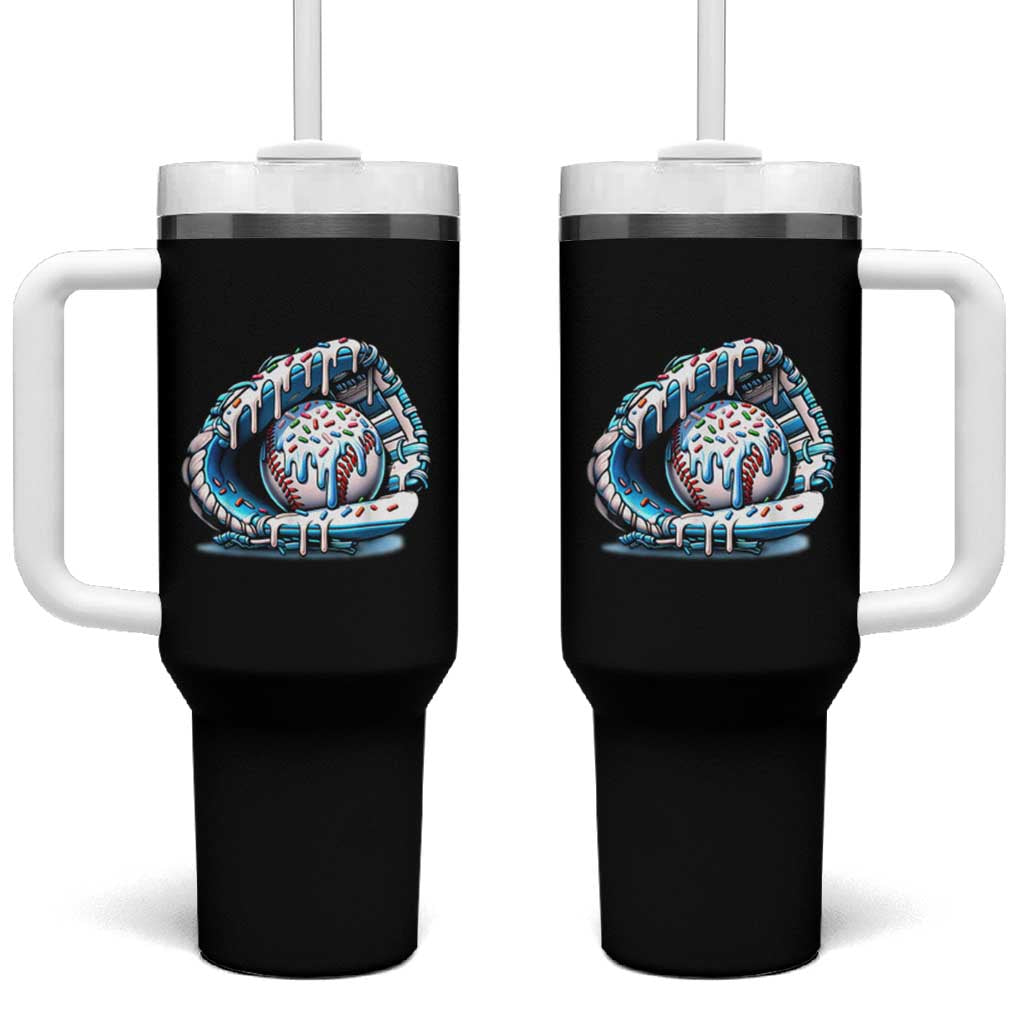 Baseball Drip Sprinkles Ice Cream Tumbler With Handle Ball and Glove Dripping