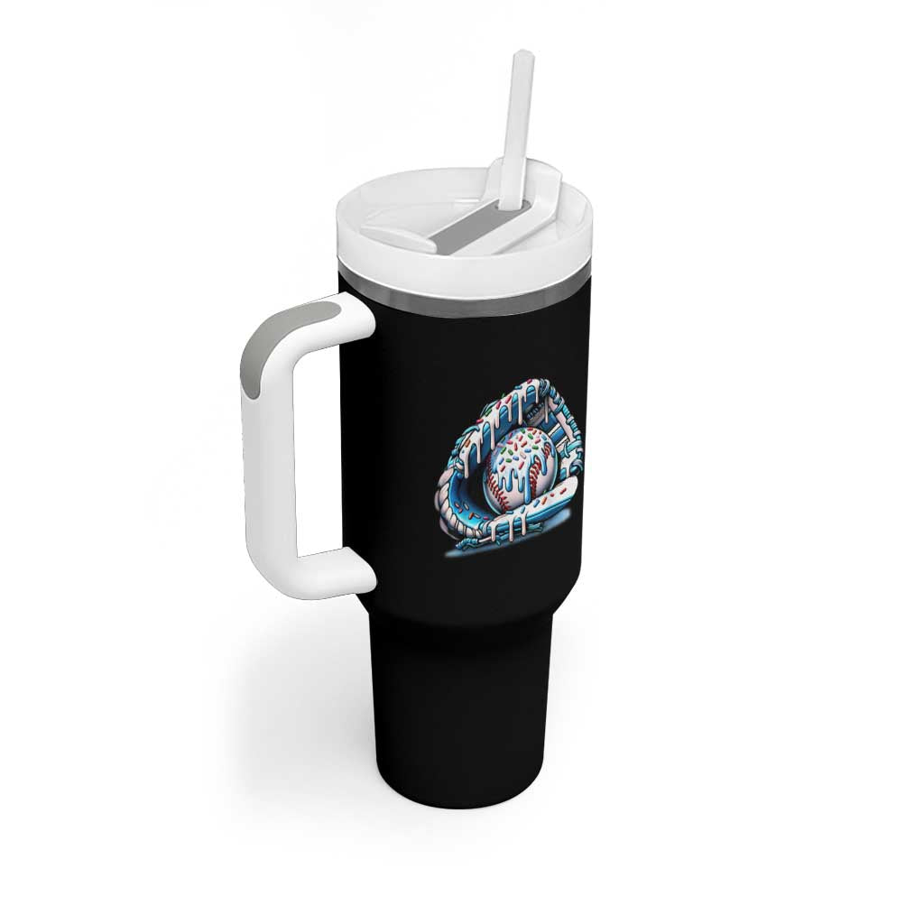 Baseball Drip Sprinkles Ice Cream Tumbler With Handle Ball and Glove Dripping