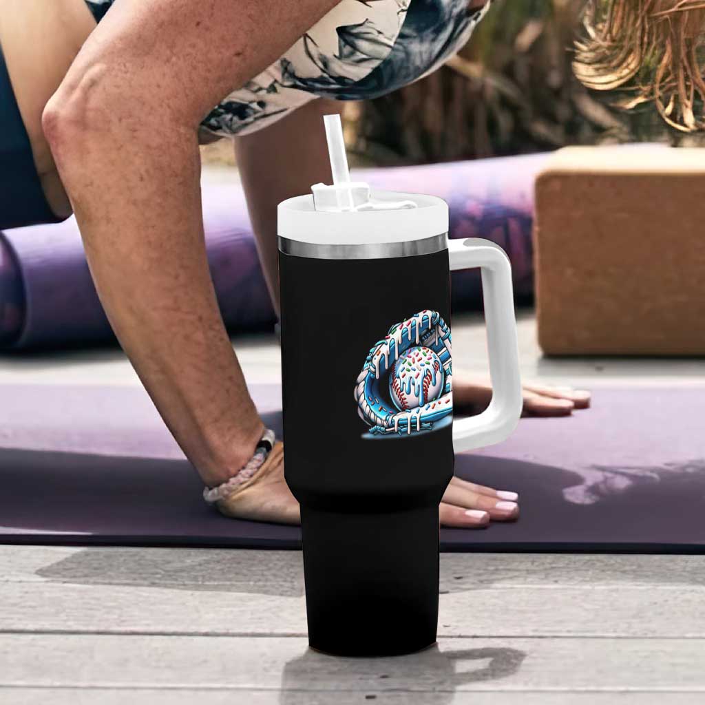 Baseball Drip Sprinkles Ice Cream Tumbler With Handle Ball and Glove Dripping