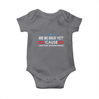 Are We Great Yet I Just Feel Embarrassed Baby Onesie Political Satire Stars and Stripes - Wonder Print Shop
