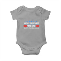Are We Great Yet I Just Feel Embarrassed Baby Onesie Political Satire Stars and Stripes - Wonder Print Shop