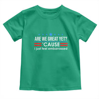 Are We Great Yet I Just Feel Embarrassed Toddler T Shirt Political Satire Stars and Stripes - Wonder Print Shop