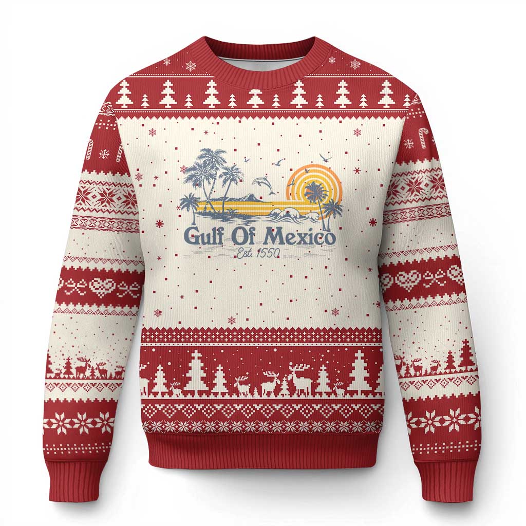 Vintage Gulf of Mexico Est 1550 Ugly Christmas Sweater Golfo De Mexico - Wonder Print Shop