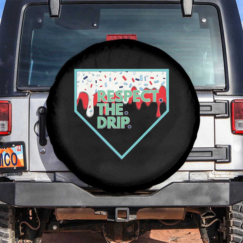 Baseball Home Plate Dripping Ice Cream Spare Tire Cover Respect The Drip Social Club Sprinkles