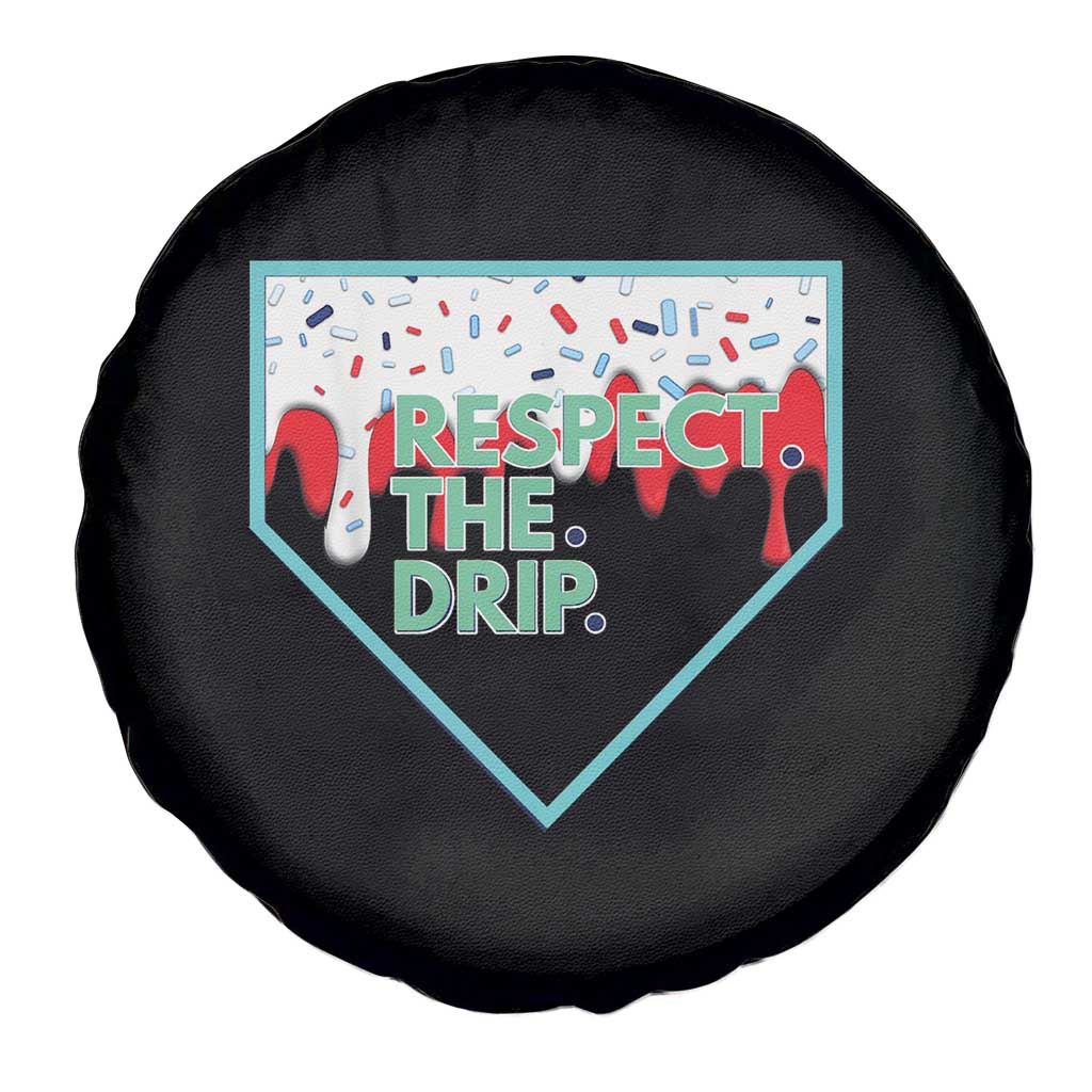 Baseball Home Plate Dripping Ice Cream Spare Tire Cover Respect The Drip Social Club Sprinkles