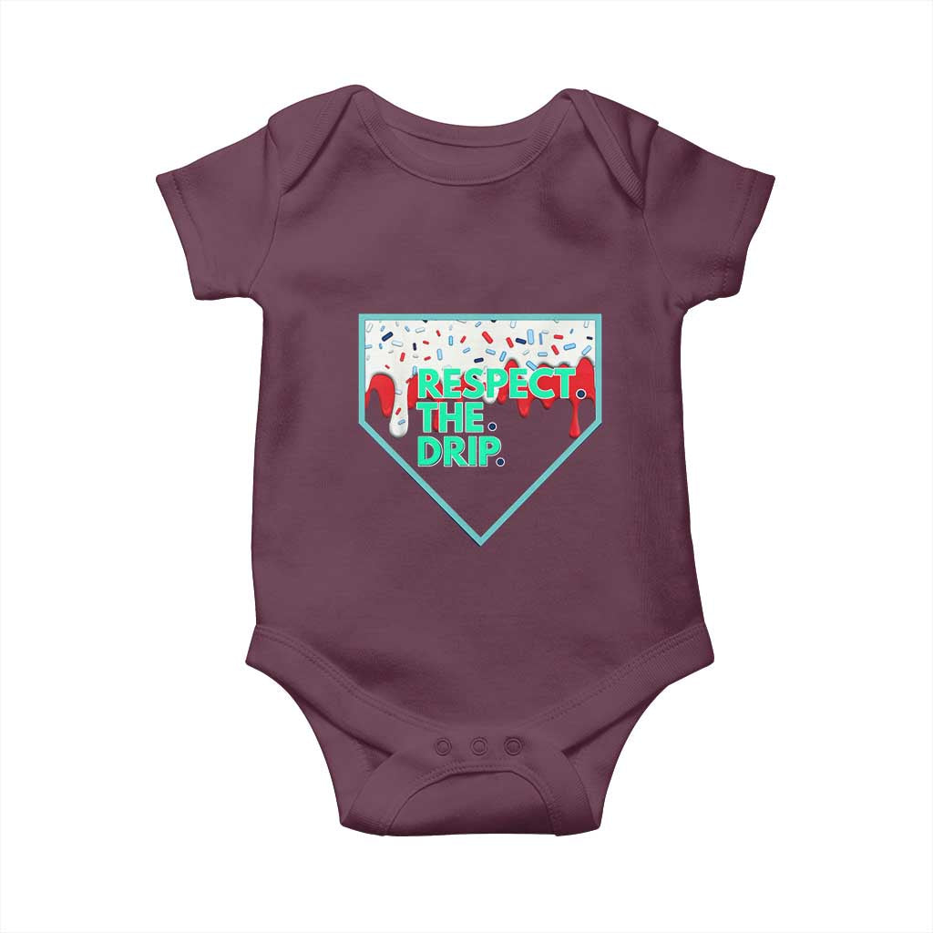Baseball Home Plate Dripping Ice Cream Baby Onesie Respect The Drip Social Club Sprinkles
