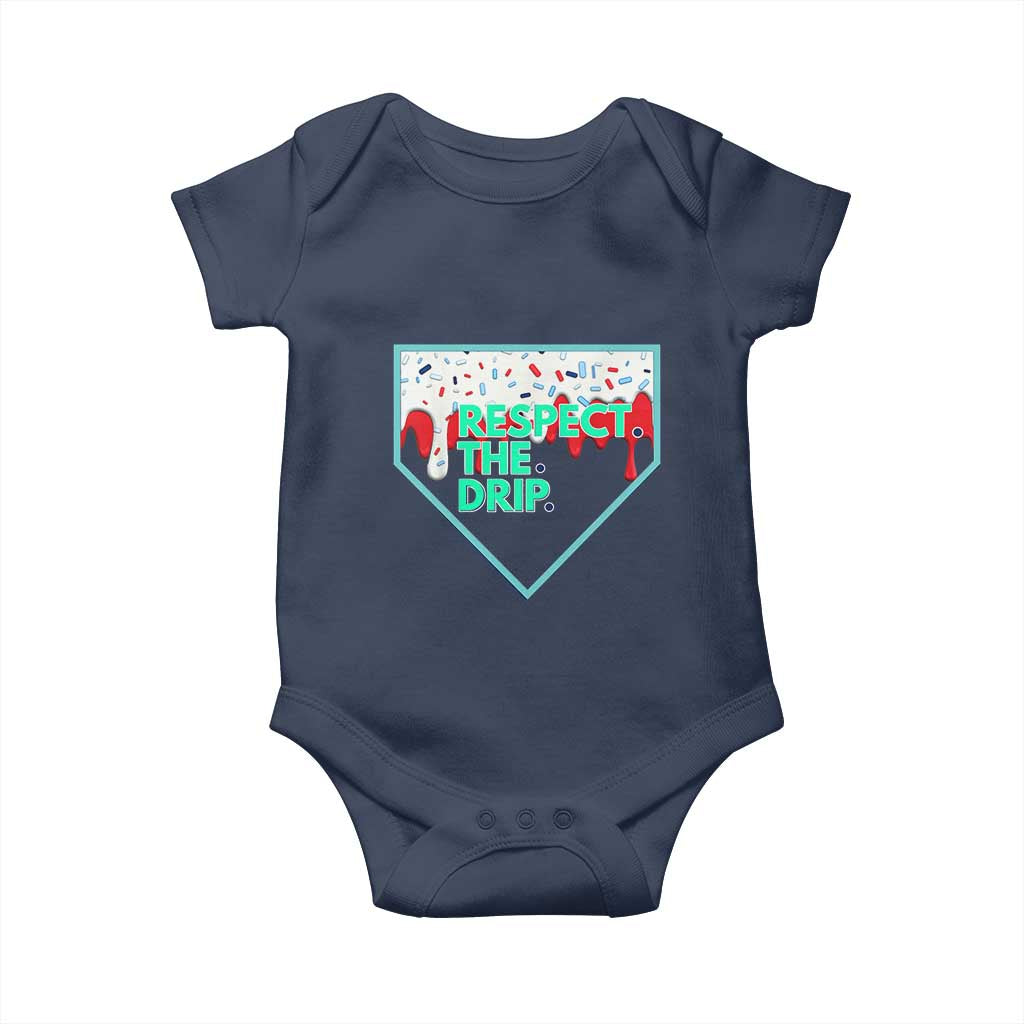 Baseball Home Plate Dripping Ice Cream Baby Onesie Respect The Drip Social Club Sprinkles