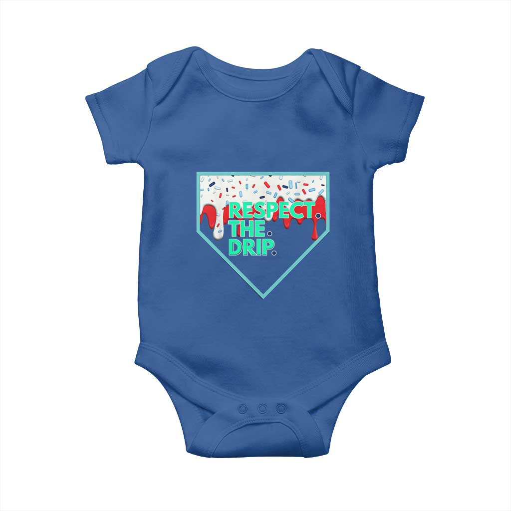 Baseball Home Plate Dripping Ice Cream Baby Onesie Respect The Drip Social Club Sprinkles