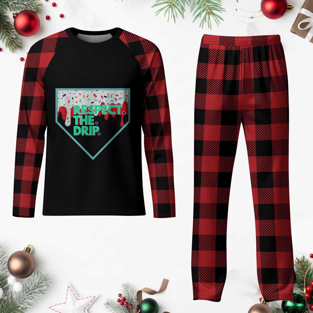 Baseball Home Plate Dripping Ice Cream Plaid Pajama Set Respect The Drip Social Club Sprinkles - Wonder Print Shop