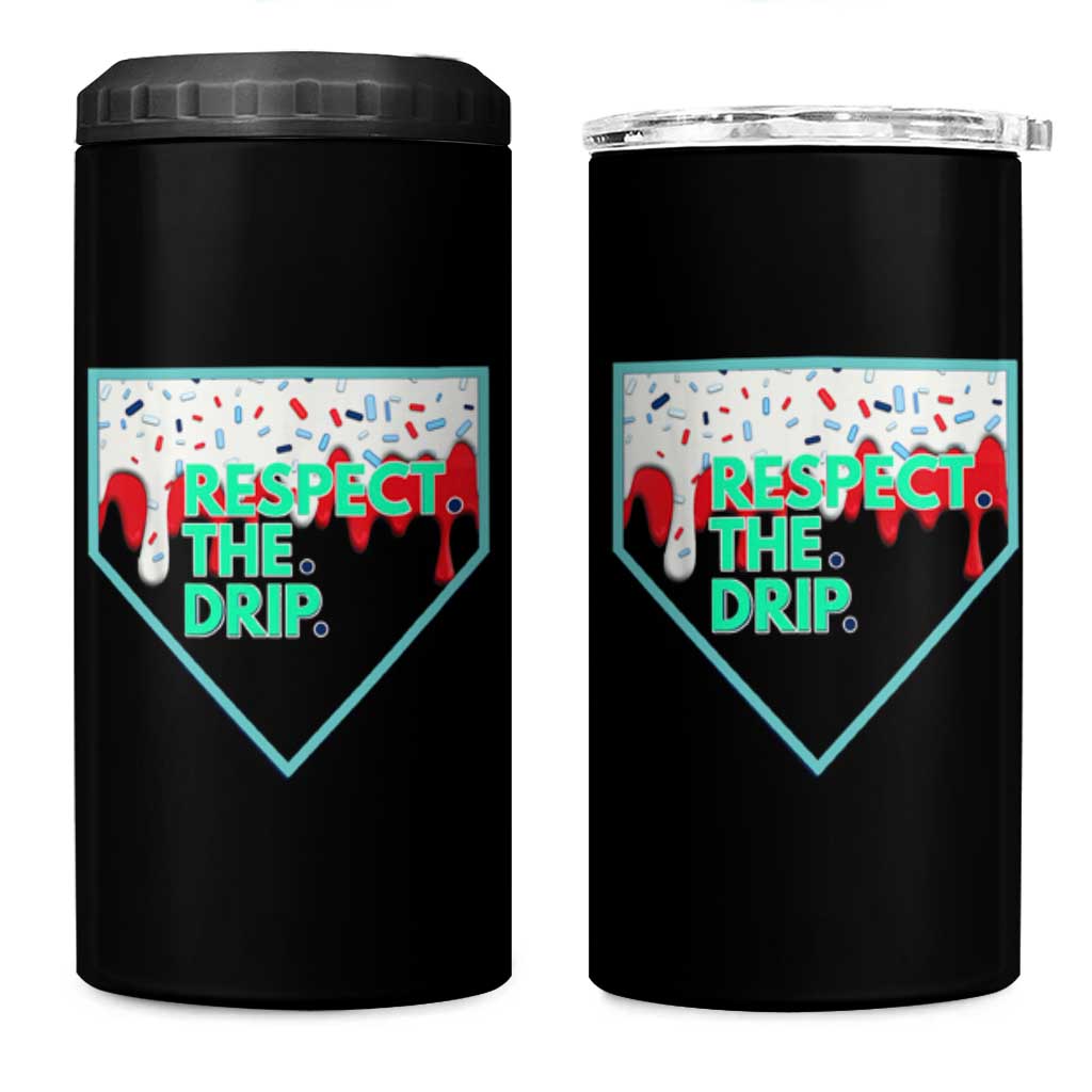 Baseball Home Plate Dripping Ice Cream 4 in 1 Can Cooler Tumbler Respect The Drip Social Club Sprinkles