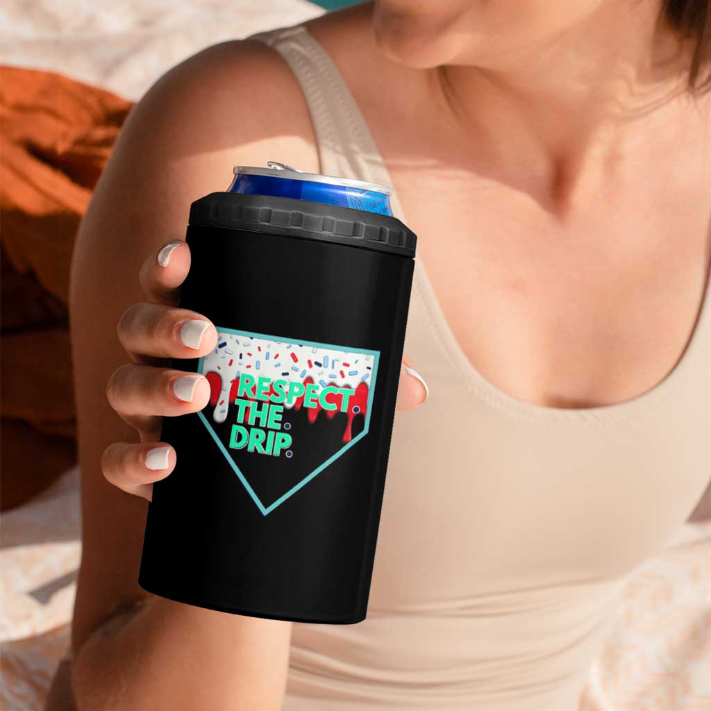 Baseball Home Plate Dripping Ice Cream 4 in 1 Can Cooler Tumbler Respect The Drip Social Club Sprinkles
