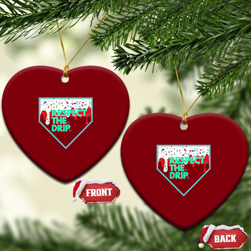 Baseball Home Plate Dripping Ice Cream Ceramic Ornament Respect The Drip Social Club Sprinkles - Wonder Print Shop