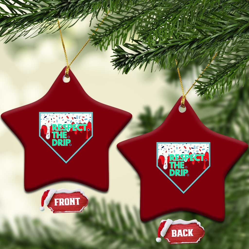 Baseball Home Plate Dripping Ice Cream Ceramic Ornament Respect The Drip Social Club Sprinkles - Wonder Print Shop