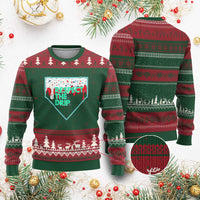 Baseball Home Plate Dripping Ice Cream Ugly Christmas Sweater Respect The Drip Social Club Sprinkles - Wonder Print Shop