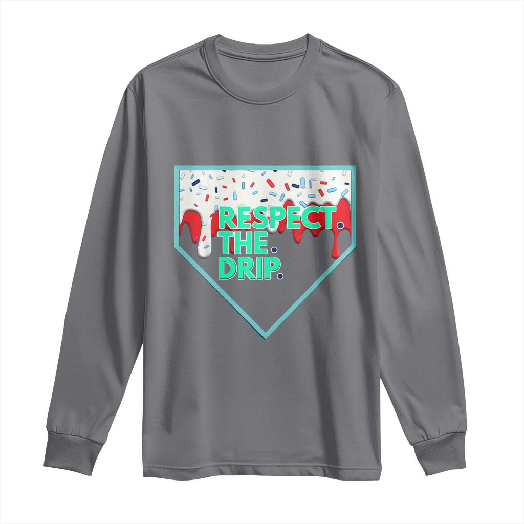 Baseball Home Plate Dripping Ice Cream Long Sleeve Shirt Respect The Drip Social Club Sprinkles