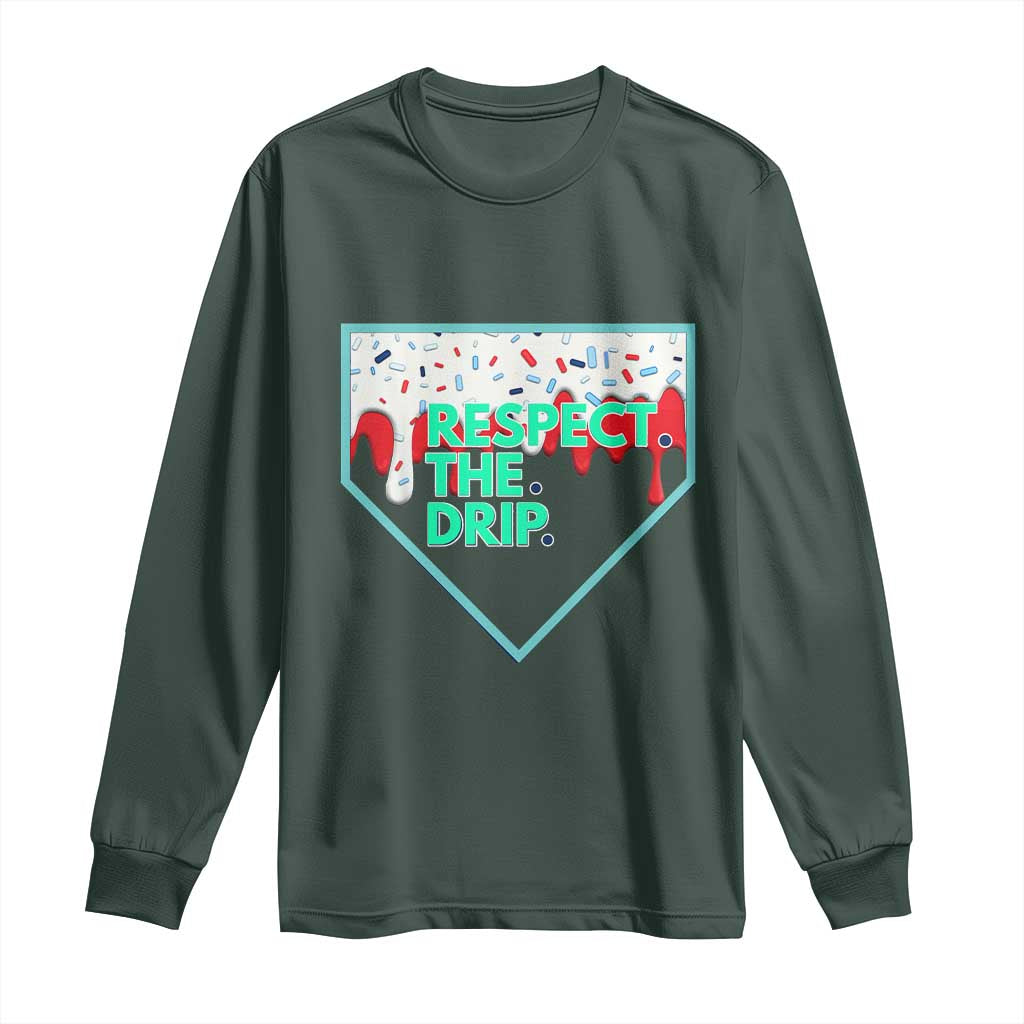 Baseball Home Plate Dripping Ice Cream Long Sleeve Shirt Respect The Drip Social Club Sprinkles