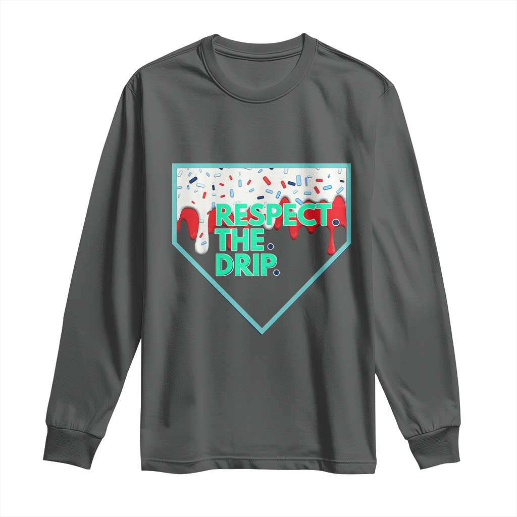 Baseball Home Plate Dripping Ice Cream Long Sleeve Shirt Respect The Drip Social Club Sprinkles