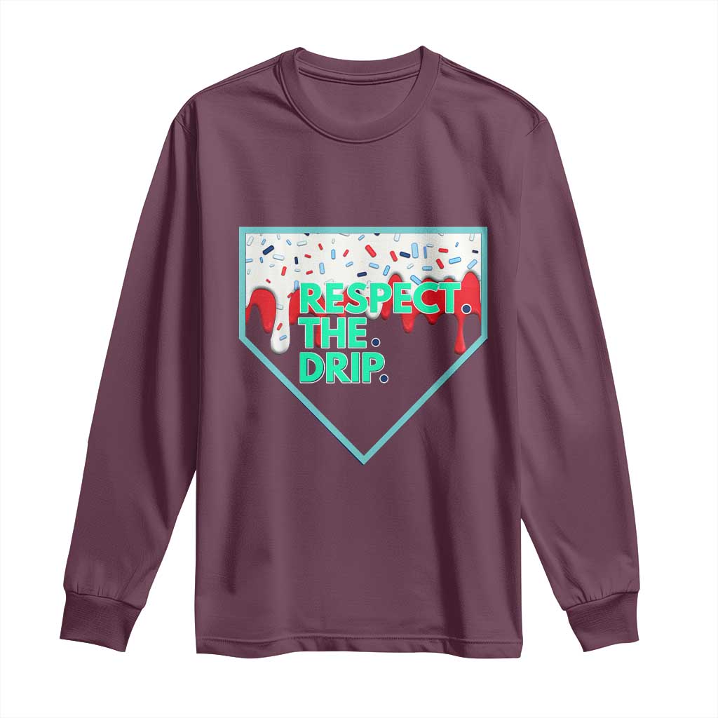 Baseball Home Plate Dripping Ice Cream Long Sleeve Shirt Respect The Drip Social Club Sprinkles