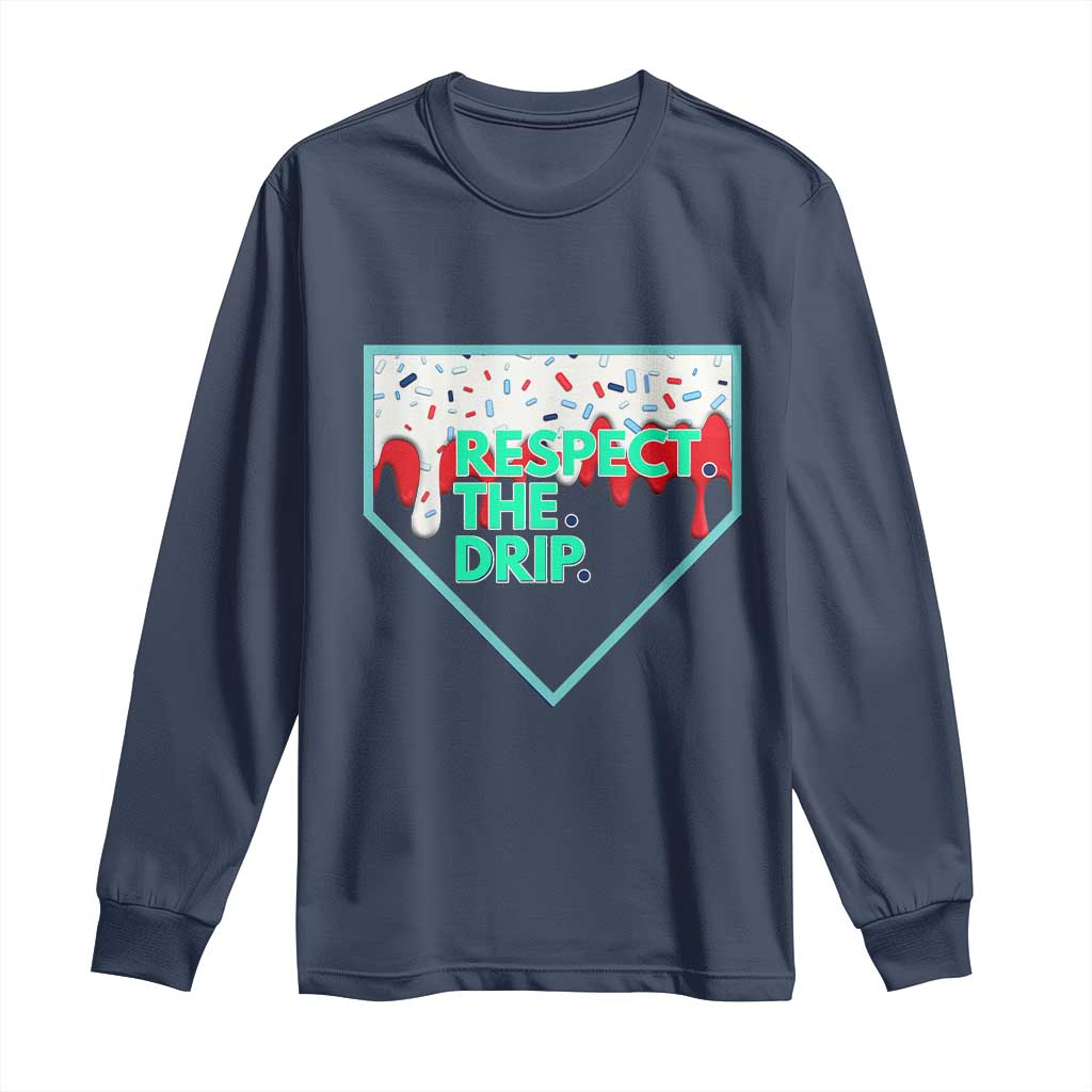 Baseball Home Plate Dripping Ice Cream Long Sleeve Shirt Respect The Drip Social Club Sprinkles