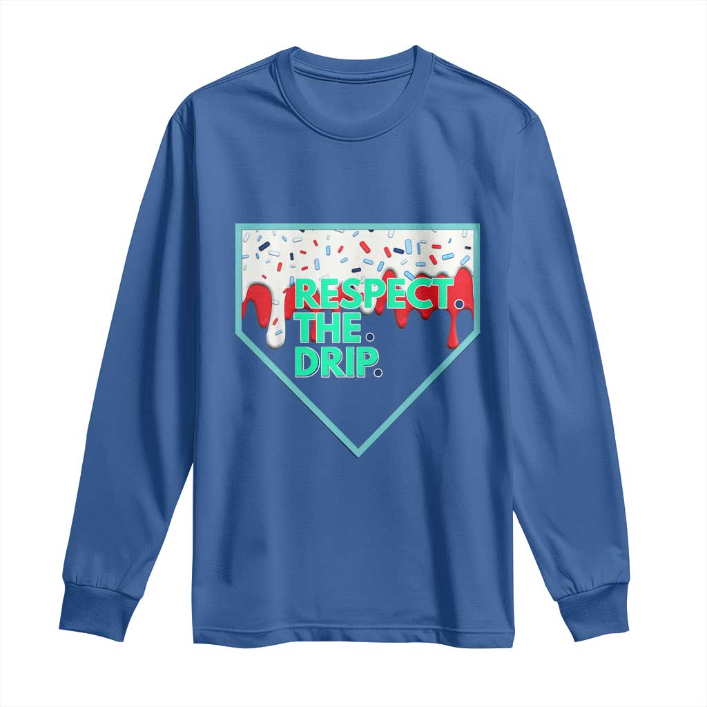 Baseball Home Plate Dripping Ice Cream Long Sleeve Shirt Respect The Drip Social Club Sprinkles