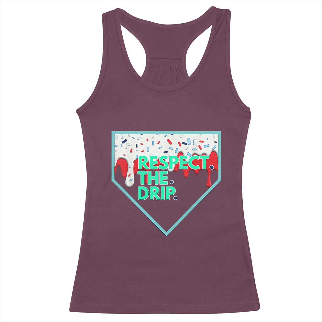 Baseball Home Plate Dripping Ice Cream Racerback Tank Top Respect The Drip Social Club Sprinkles
