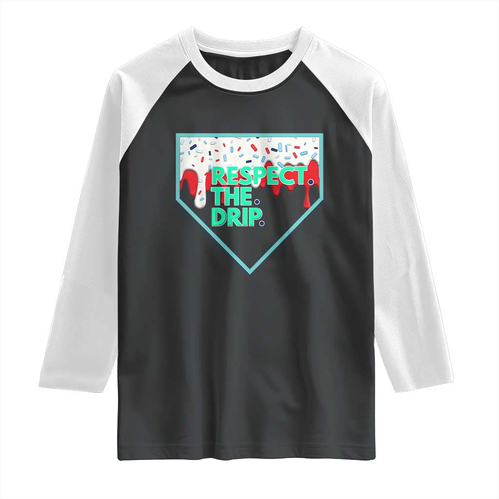 Baseball Home Plate Dripping Ice Cream Raglan Shirt Respect The Drip Social Club Sprinkles